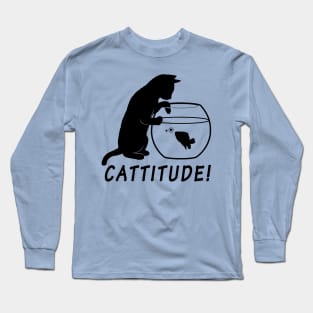 Cattitude: Cat Reaching into Fish Bowl Long Sleeve T-Shirt